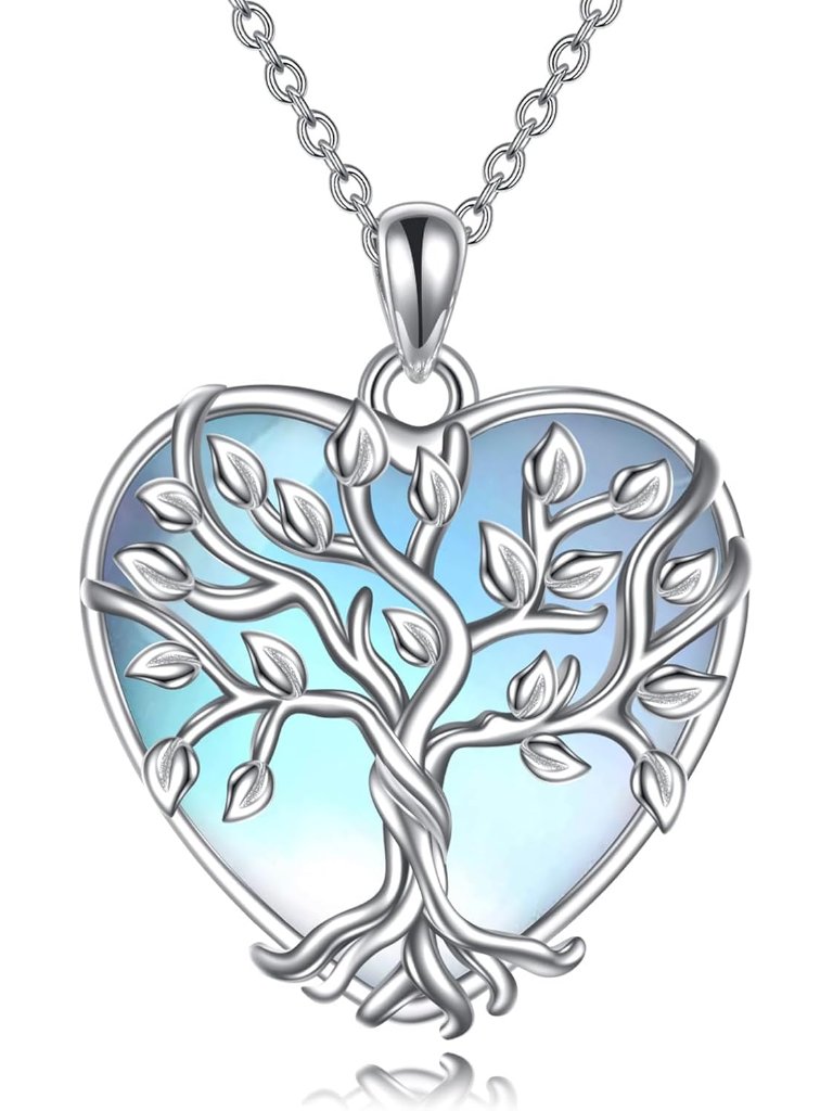925 Sterling Silver Moonstone Necklace Filigree Teardrop Pendant Necklace Jewelr